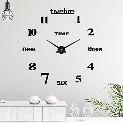 Comius Sharp Orologio da Parete Fai-da-Te, Orologio da Muro Design Moderno, Silenzioso, Facile da Montare, Usato per Decorare la Parete Vuota per Casa, Ufficio (80-100 cm) - Nero
