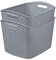 Curver My Style Rattan Effect Set of 2 Kitchen, Living room, Bathroom, Bedroom, Utility X-Large Rectangular Storage Baskets 28 Litres - Light Grey