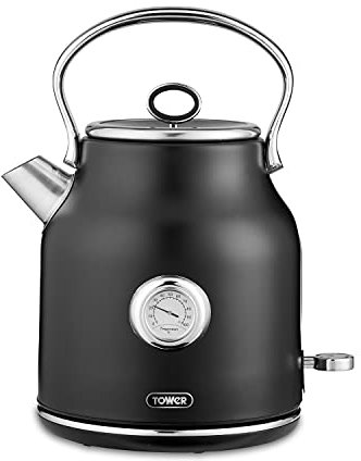 Tower T10063BLK Renaissance Kettle, Quick Boil, 360° Base, 1.7L, 3KW, Black