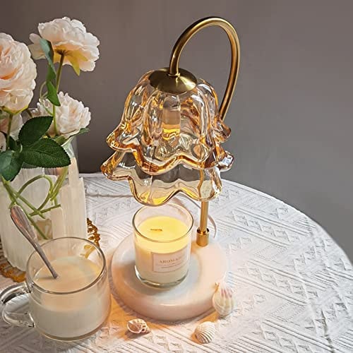 DMJLI-T Tulip Candle Warmers Lamp, Dimmable Candle Melter, Yankee Wax Melting Lamp, Home Fragrance Accessories, For Small Large Size Jar Candles,Brown
