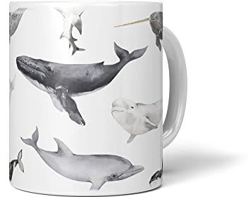 Paul Sinus Dekorative Tasse mit schönem Motiv Meerestiere Wale Delfine Muster Killerwal Buckelwal