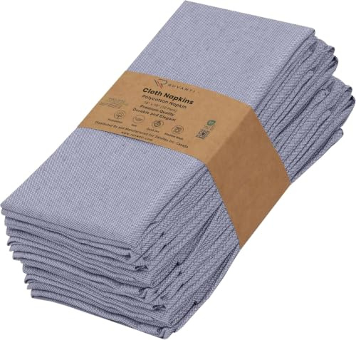 Ruvanti Cloth Napkins Set of 12, 18x18 Reusable Napkins Cloth Washable, Soft & Durable Table Napkins, Poly Cotton Fabric Dinner Napkins for Parties, Christmas, Thanksgiving, Weddings - Steel