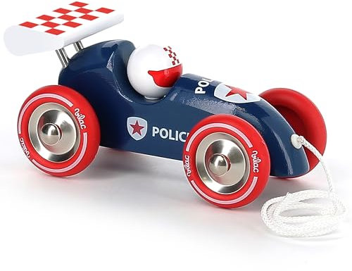 Vilac - Polizei-Rennwagen - Schleppspielzeug für Kinder - Auto aus lackiertem Holz - 2309P, Mehrfarbig