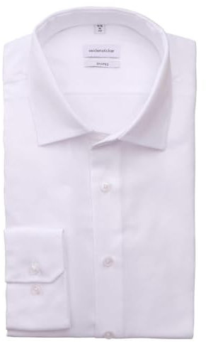 Seidensticker Herren Business Hemd - Shaped Fit - Bügelleicht - Kent-Kragen - Langarm - 100% Baumwolle, Weiß, 37 EU