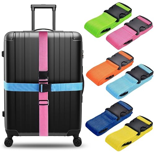 Gepäckgurte, Koffergürtel, 6 Stück, verstellbarer Reisegürtel, Allzweckgurt mit Schnellverschluss-Schnalle, Reiseverpackung, Outdoor-Sport