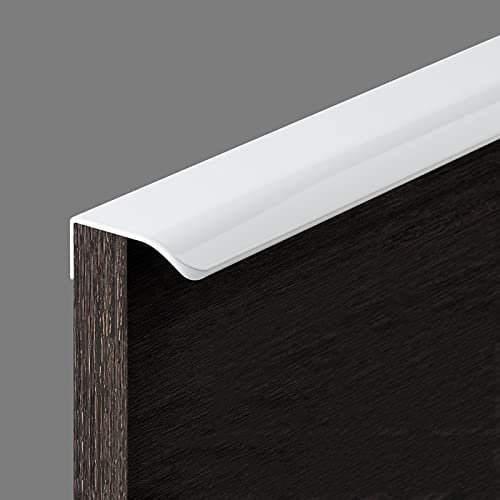 NANNAN0901 Tiradores de Cocina Súper Largos Manijas de Puertas de Gabinete Blanco Tirador de Cajones Ocultos, para Muebles de Dormitorio, Armarios, Aluminio (Length 400mm)