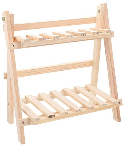 Zerodeko Aufbewahrungsregal Für Kleinigkeiten Holzleiter Pflanzenst?nder 3- Tierklappbares Organizer Blumenausstellungsregal Blumentopfhalter für Home Rasen Terrasse Balkon Garten
