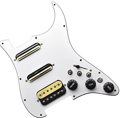 Perfeclan Guitar Loaded Pickguard ersetzt robustes, langlebiges Weiß für E-Gitarren-Zubehör, mit Schalter