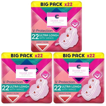 Bodyform Ultra Long Sanitary Towels with Wings 22 Per Pack - for Heavy Flow - Case of 3
