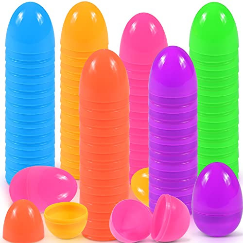 Forhome 48 Stück Ostereier zum Befüllen Plastik, Gemischte Farben Kunststoff Ostereier, Basteln Ostern Deko für Kinder Junge Mädchen, Befüllbar Überraschung Ostereier für Osterthema Party Gunst