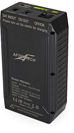 AFTERTECH MINI UPS POWERBANK PACCO BATTERIA AL LITIO LI-ION 24v 3200mAh 82wh +uscita 12v e USB E1E1