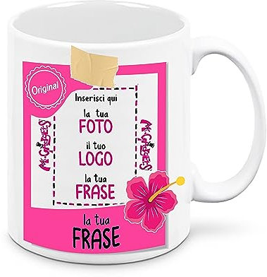 Mr. Gadgets Tazza in Ceramica Personalizzabile con Foto e Scritta Stile Polaroid (Speciale Bambola)