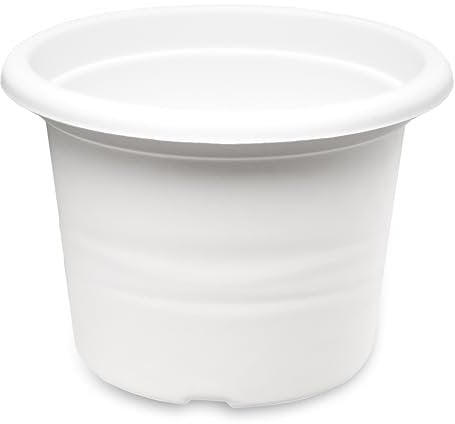 Garronda Pot de Fleurs Plastique Pot Rond pour Fleurs et Plantes GD-0022 (Blanc, ⌀ 28cm H 20cm)