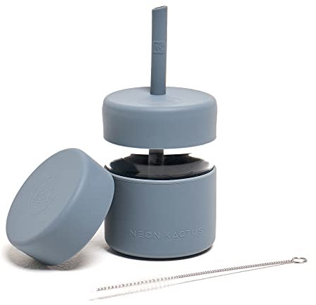 Neon Kactus Kinder | 8oz Glasbecher mit Strohhalm und Lebensmittelbehälter | Kinderbecher und -töpfe Kollektion | Kleinkinderbecher mit Strohhalm 236ml | Komplettes Set |Super Sonic