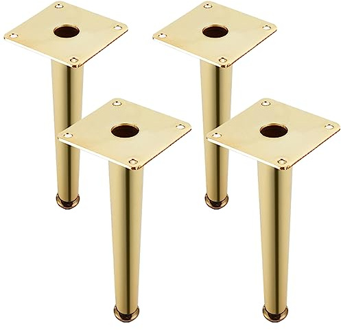 YJRZYQKXKL Lot De 4 Pieds De Meubles Doré Pied De Table Réglable Support Pieds | 10-75cm Pieds Coniques Socles Pieds Meuble Cuisine TV Commode Pieds pour Meuble De Salle De Bain (30cm,Doré)