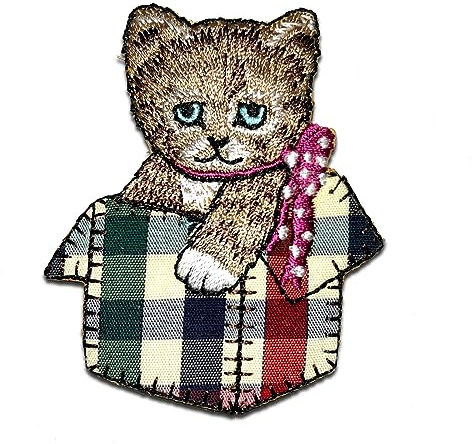 Catch the Patch Katze Aufnäher zum Aufbügeln 6,1 x 5,2 cm Bügelbild für Kinder Mädchen mit Lieblingstier Wild, Bügelpatch Patches Bügelflicken