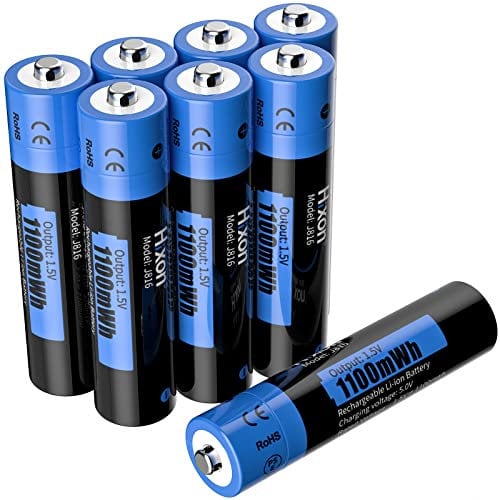 Hixon AAA Lithium Akku, Wiederaufladbare 1,5V Lithium AAA Akku, 1100mWh Hohe Kapazität, 8 Stücke AAA Akku