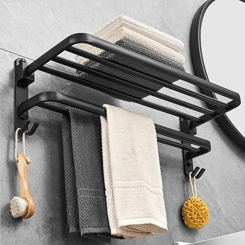 Toalleros de Baño Sin Taladro, Accesorios Baño Toallero de Pie, Toalleros de Baño de Acero Inoxidable, Toallero Adhesivo Baño Kit Accesorios para Baño, Toallero Negro Accesorios Baño Sin Taladro