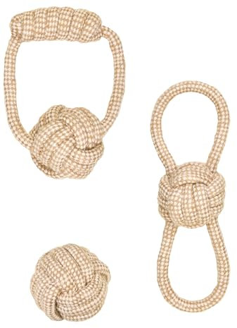 La Cordeline 3 Jouets Chien Corde Coton Chanvre Naturel, à Macher, Jouet interactif pour Chien Chiots