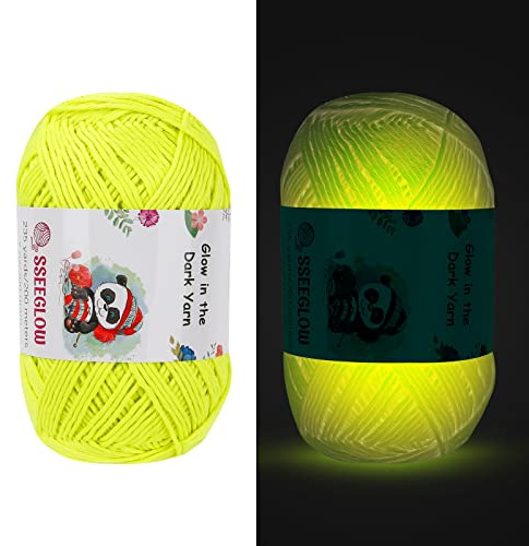 200 g Garn, leuchtet im Dunkeln, funktionales Polyester, leuchtend, grobes Garn, 2 mm, für Handstricken, Teppich, Pullover, Mützen, Wolle (gelb)