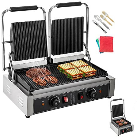 Electric Contact Grill - Non-Stick Commercial Panini Press for Sandwiches, Steak, Meat - Convenient and Versatile Outdoor Camping Cooking Equipment