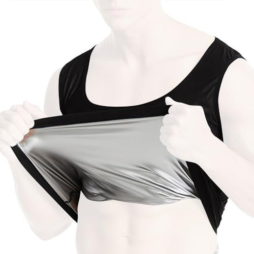 Sauna Vest Men, GKLWEJ Sauna Shirt Sweat Herren, Saunaweste zum Abnehmen Herren, Shapewear Sauna Herren, Thermo Body Shaper, Schwitzweste Neopren Herren Oberteil, für Abnehmen Fitness und Workout,L/XL