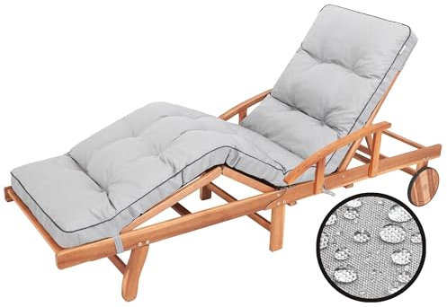 Sales Core Sitzkissen Sonnenliege Liegestuhlkissen |Aschefarbe - 201 x 55 x 8 cm | Stuhlkissen Outdoor Liegestuhl Gartenliege Kissen Klappbar Auflage Liegestuhlauflage Stuhl Schaukelstuhl Sonnenbank