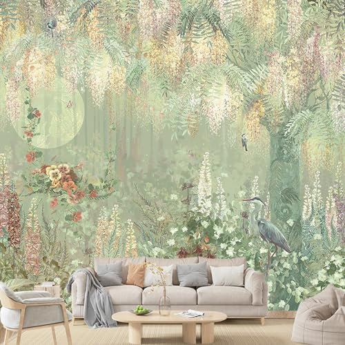 Fototapete Woodland,383cmx267cm/151 x105Wandbild zum Abziehen und Aufkleben Wasserdichte Wald-Stimmungstapete Großer TV Hintergrund Wandkunst 3D Wandbilder Wohnzimmer Dekoration
