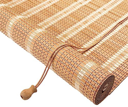 GeRRiT Natür Bambus Rollo Jalousine Bambus Sichtschutz Rollo Bambusrollo 50-170 cm Breit Retro Vorhang Wetterfest Sonnenschutz Rollo Für Terrasse Balkon Vorhang Bambus Outdoor, Anpassbar