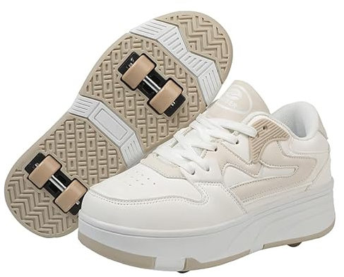 Mateju Schuhe mit Rollen für Jungen Mädchen, Kinder Rollschuhe Schuhe mit 4 Rollen Versenkbarer, Jugend Outdoor Turnschuhe 2-in-1 Roller Turnschuhe Skateboardschuhe