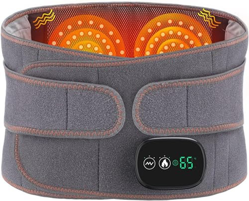 Heated Waist Belt, Far Infrared Heat Heated Back Brace with Heating Pad Operated by Rechargeable Battery for Herniated Disc and Scoliosis Pain Relief
