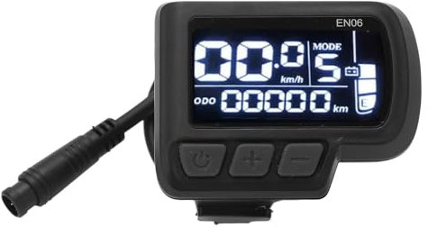 PerGar Fahrrad-Display-Messgerät, EN06 LCD-E-Bike-Display, E-Bike-LCD-Display, 6-poliges Wasserdichtes Kabel 24 V, 36 V, 48 V, 60 V, Elektrisches Fahrrad-Anzeigefeld, für 22,2-mm-Lenker