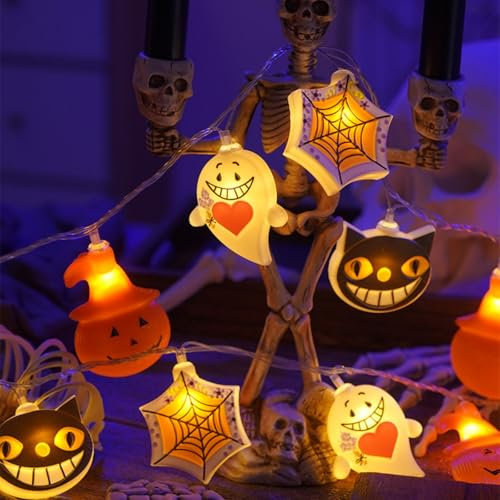 Halloween Decorations Outdoor Lights, 2 Modes Halloween Fairy Lights, Halloween Ghost Fairy String Lights for Room Decoration, Outdoor Halloween String Lights for Kids