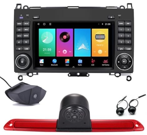 7 Zoll Auto Carplay/Android GPS Radio Navi Navigation + 360° Vogelperspektive 3D Panorama Einparkhilfekamera Bremslichtkamera für Mercedes-Benz Sprinter 3,5-T Bus B906 309 310 311 313 314 315 318 319
