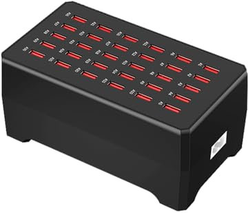 Mvthenxi 150W 30-Port Multi-Device USB Charging Station - Supports simultaneous Charging for Smartphones, Tablets, smartwatches and Other USB-Powered Devices.(30 Port Charger Station-Black)