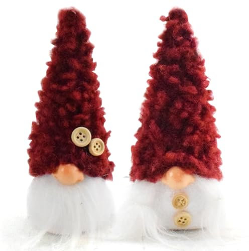 YIZITU Lot de 2 figurines de nains en peluche en polyester pour décoration de la maison Yuletide Collectibles faites à la main