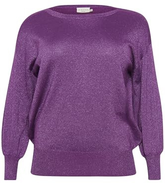 KAFFE CURVE Strickpullover KCregitta Damen Große Größen Strickpullover Langarm Rundhals Glitzer Pullover Gloxinia M
