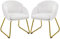 Yaheetech 2 Chaises de Salle à Manger en Velours Pieds en Métal Doré Chaises de Salon en Forme de Fleur Fauteuils de Chambre Mobilier pour Cuisine Bar Hôtel Bureau 55 × 60 × 76 cm Blanc