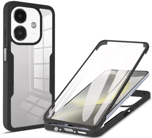 COMAKU Cover per Oppo A40 4G / A40m / Oppo A60 5G, 360 Gradi Rugged Custodia Antiurto Case con Protezione dello Schermo, Rugged Doppia Bumper Trasparente Case Integrale Cover - Nero