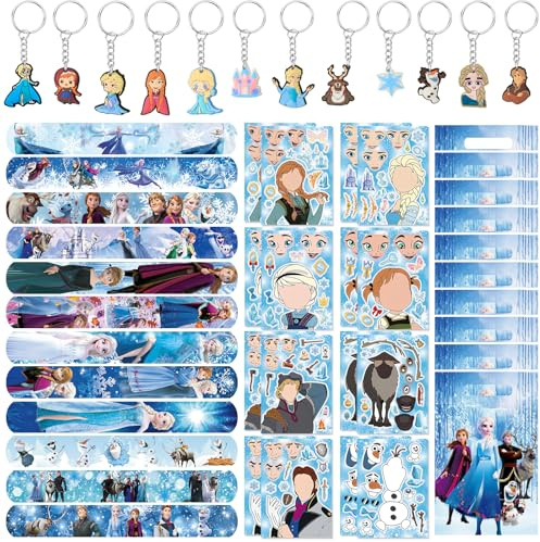 pensierino per compleanno dei bambini, festa di compleanno, 16 adesivi fai da te, 12 fibbie per chiavi, 12 braccialetti a scatto, 10 sacchetti regalo per bambini, giocattolo per sacchetti per feste