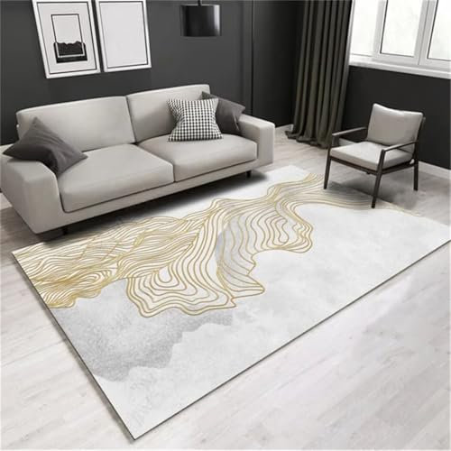 LKTRUK 200X280Cm Weiß Auslegware Teppichboden Flur Rechteckiger Teppich Schlafzimmer Schmutzabweisender Anti-Rutsch-Teppich 6Ft 6.7''X9Ft 2.2''