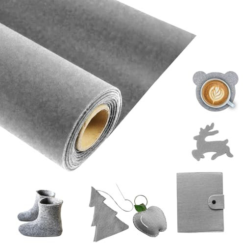 Filz Meterware,50 cm×300 cm Tischläufer Filz 3 mm dick Filzstoff Filzmatten zum Zuschneiden Nadelfilz für Kleidung, Accessoires, Dekorationen (Grau, 50 cm×300 cm)