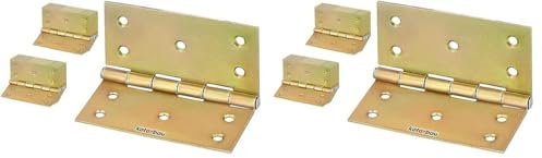 KOTARBAU® 10 Stück Türscharniere 100 mm x 100 mm Gerollt Gelb Verzinkt Kantige Scharniere Möbelband Türband Kistenband Schatullen Schrankscharniere (Packung mit 2)
