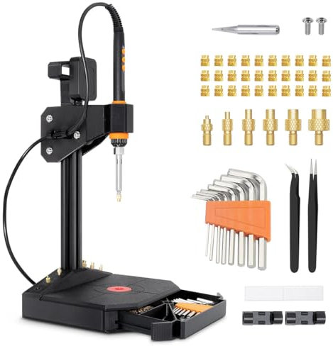 Vertikales Heat Set Insert Tool, Mintion Gewindeeinsatz-Pressmaschine, Einschmelzwerkzeug Gewindeeinsätze, Einschmelzhilfe 90W Lötkolben, 30pcs Gewindeeinsatz M3, M2-M8 Lötspitzen, 3D Drucker Werkzeug
