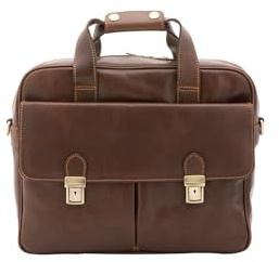 Viola Castellani Unisex Handtasche aus echtem Leder Made in Italy 38 x 36 x 10 cm NAN-4575-TESTA_DI_MORO