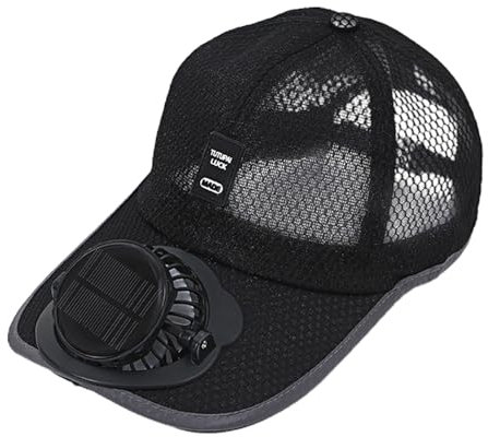 Sombrero De Sol con Ventilador, Sombrero De Sol con Energía Solar/Cargador USB Cons Ventilador Incorporado, Gorra Cons Protección UV Y Ventiladors Solar, Gorra Béisbol Malla para Hombres(A)