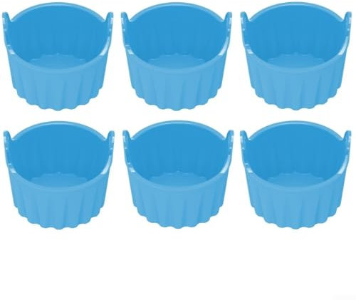 Pirottini in silicone per friggitrice ad aria, 6 pezzi, senza pirottini, per una facile cottura di muffin e uova (blu)