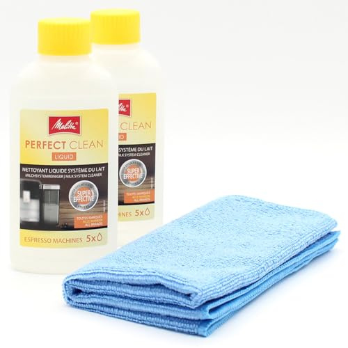 2 Milk System Cleaner for Fully Automatic Coffee Machines + Microfiber Cloth, compatible with Melitta Barista TS Smart, Barista TS Smart 6761415 - Espresso Machines, Coffee Makers, Accessories