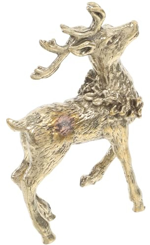 VALICLUD Rehfigur aus Reinem Messing Edle Weihnachtsdeko für Tisch und Büro Detailreiche Hirschskulptur als Festliches Wohnaccessoire Vielseitiges Desktop Ornament Geschenk zu Weihnachten