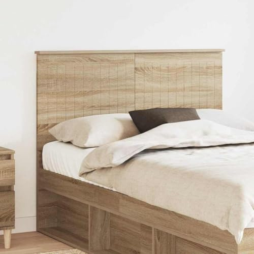 Qnhdfrt Headboard 120 cm Sonoma Oak Engineered Wood Modern Panel for Double & King Beds with Durable Back Support Easy Assembly Bedroom Wall Mount